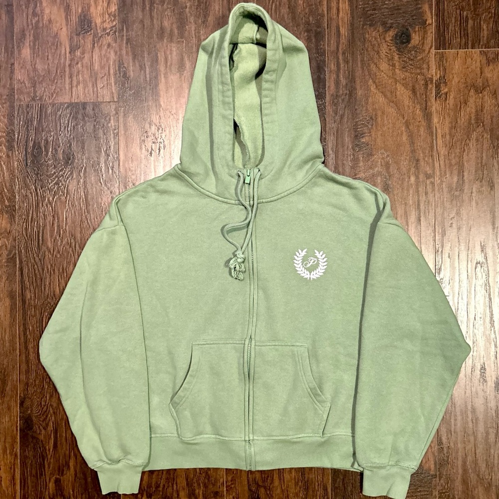 PINK Victoria’s Secret Cropped Zip Up Hoodie Green